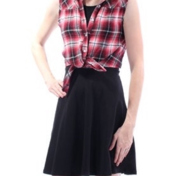 Black dress with vest flannel - Picture 2 of 4
